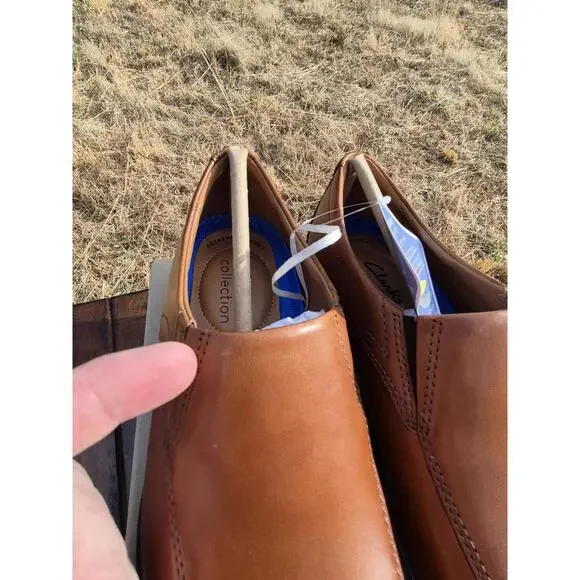 Clarks Whiddon Loafers Leather Slip on Tan Comfort Dress Shoe Men's 7 $105 MSRP - Picture 8 of 9